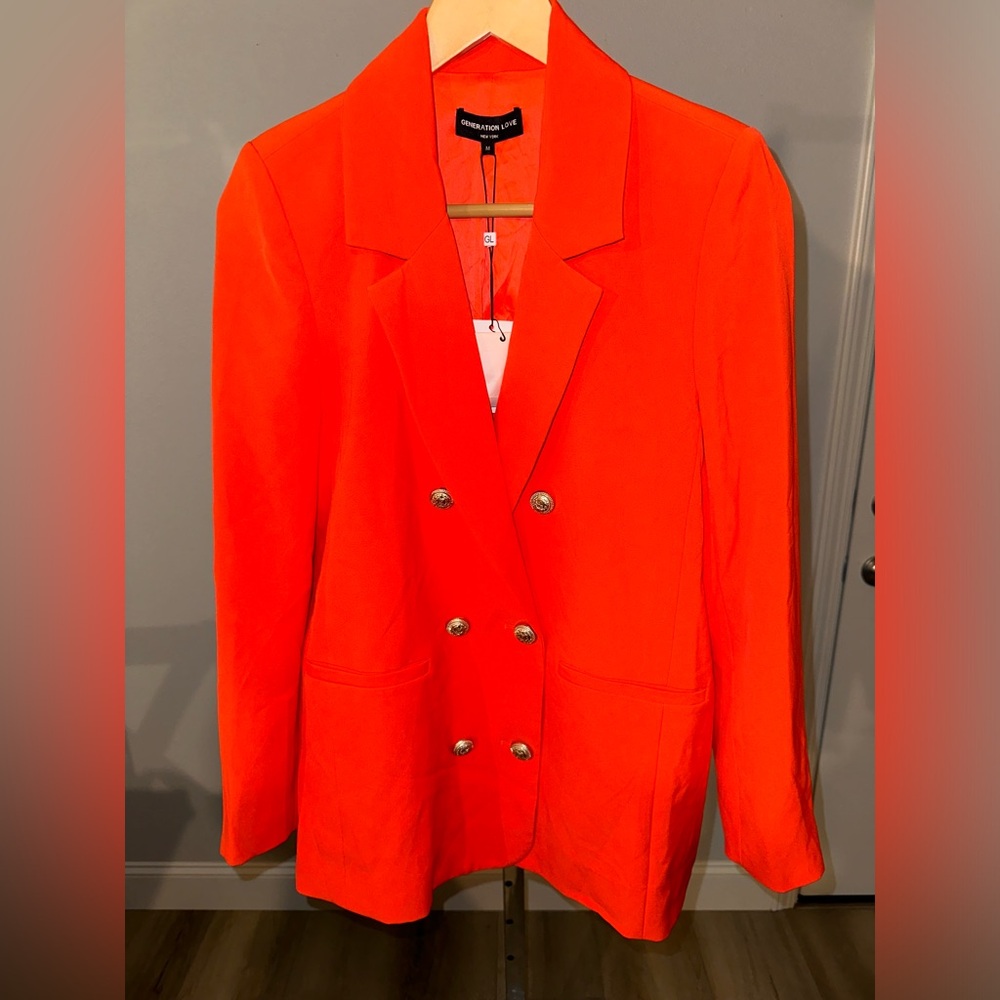 NWT Leighton Crepe Blazer in color Papaya Size Medium